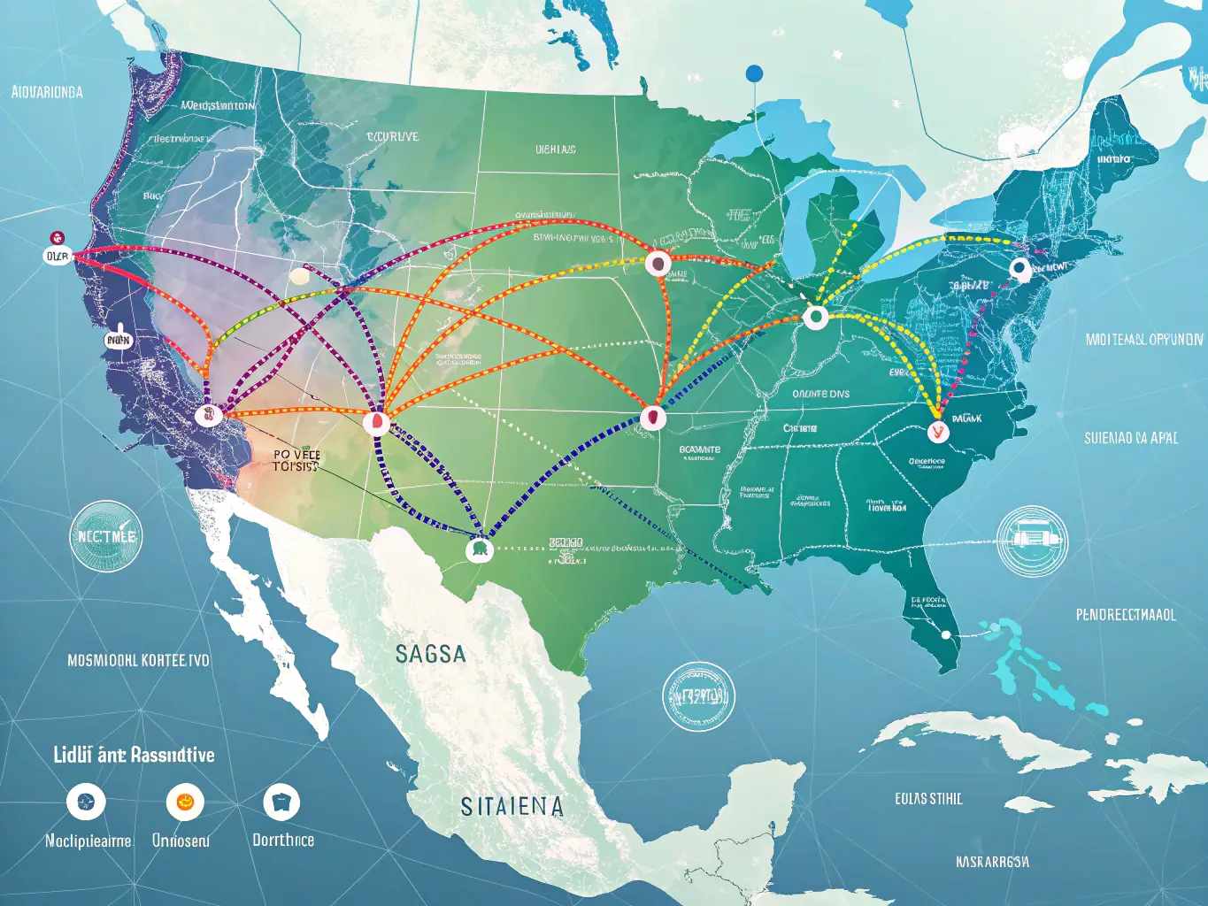 A network map illustrating Quick Prep Logistics' distribution routes, highlighting extensive delivery coverage and optimized logistics.